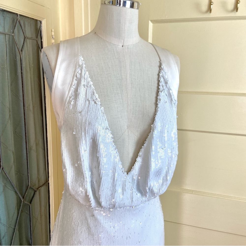 $3,400 Khaite Milo Sequin Plunge Neck Dress - Picture 4 of 15